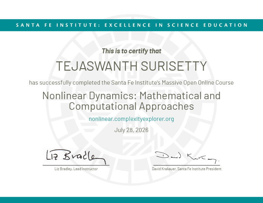 Non-Linear Dynamics Certificate